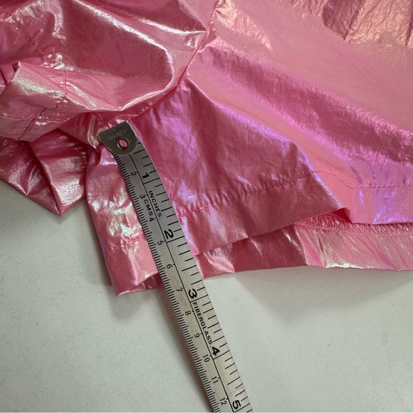 NWT C’est Toi Pink Metallic Nylon Shorts Women’s Medium High Waist Pull On - Picture 6 of 7